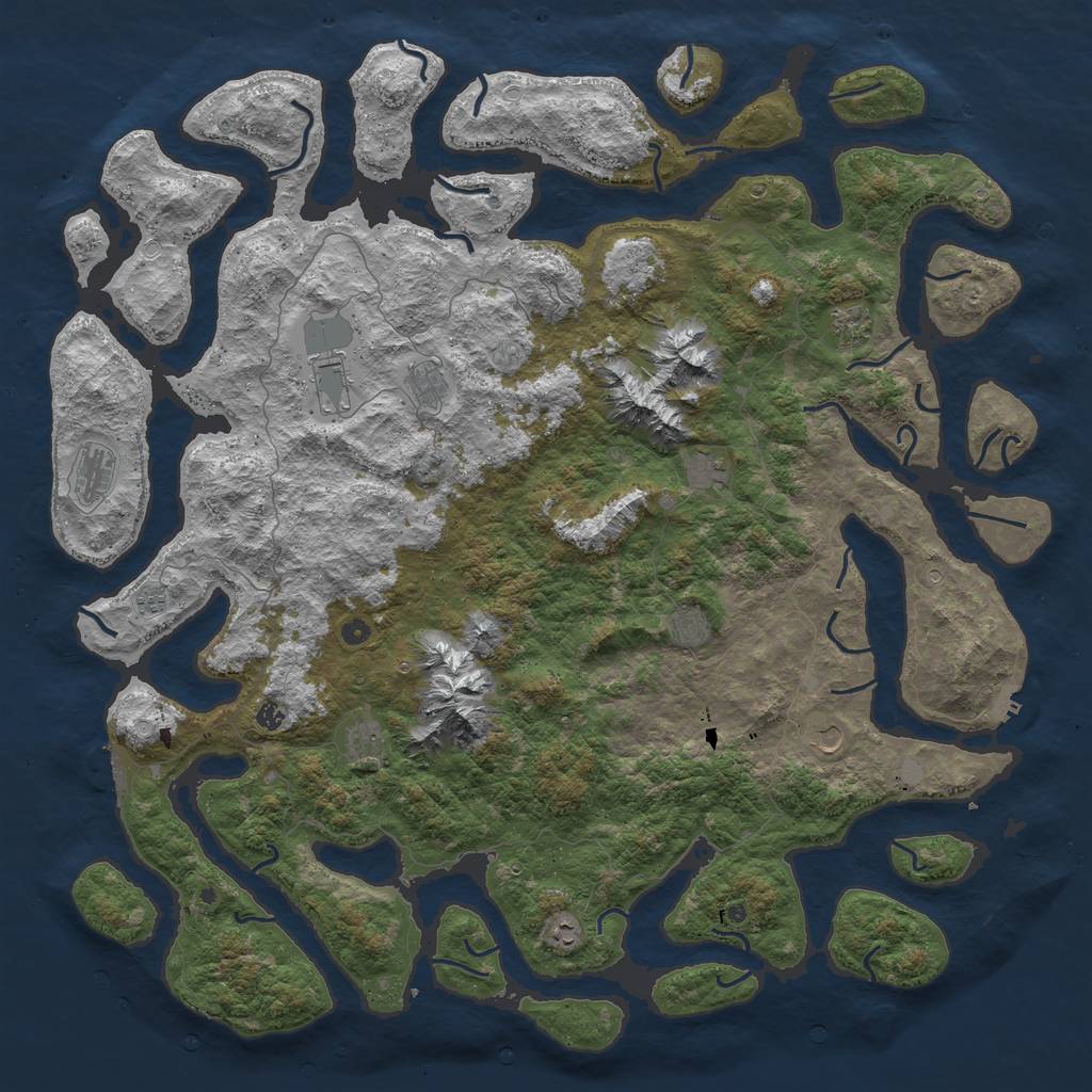 Rust Map: Procedural Map, Size: 6000, Seed: 525994, 19 Monuments