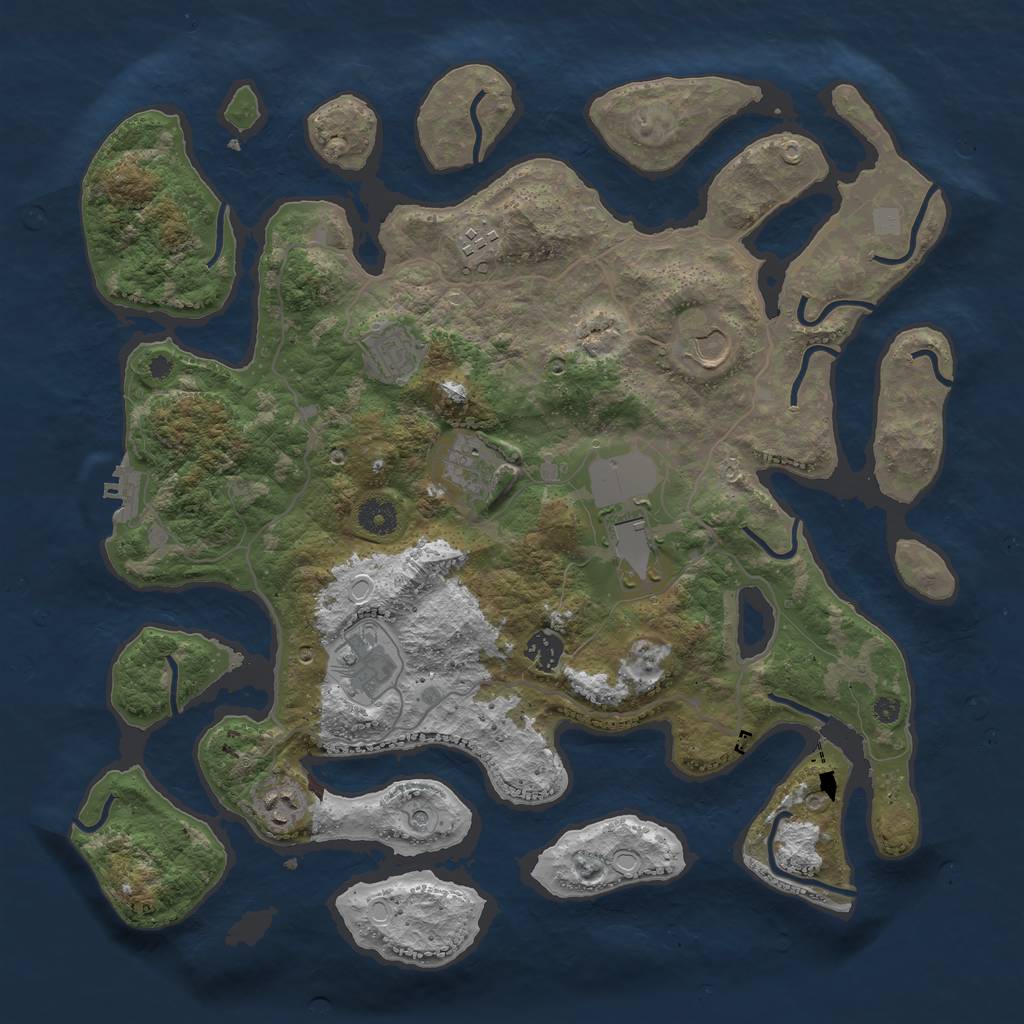 Rust Map: Procedural Map, Size: 4000, Seed: 121869, 15 Monuments
