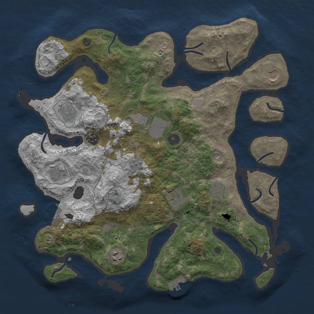 Rust Map: Procedural Map, Size: 4000, Seed: 38473895, 17 Monuments