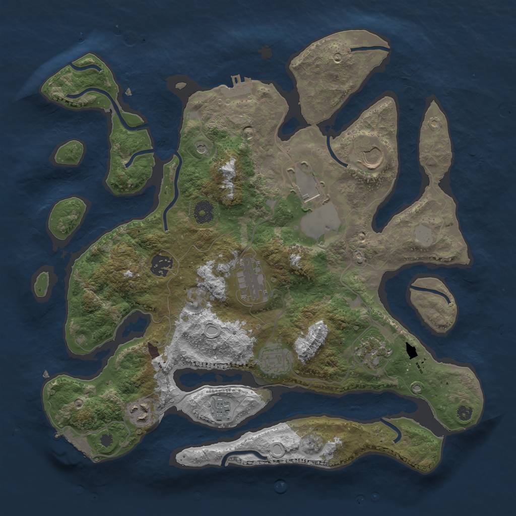 Rust Map: Procedural Map, Size: 3550, Seed: 230250, 16 Monuments