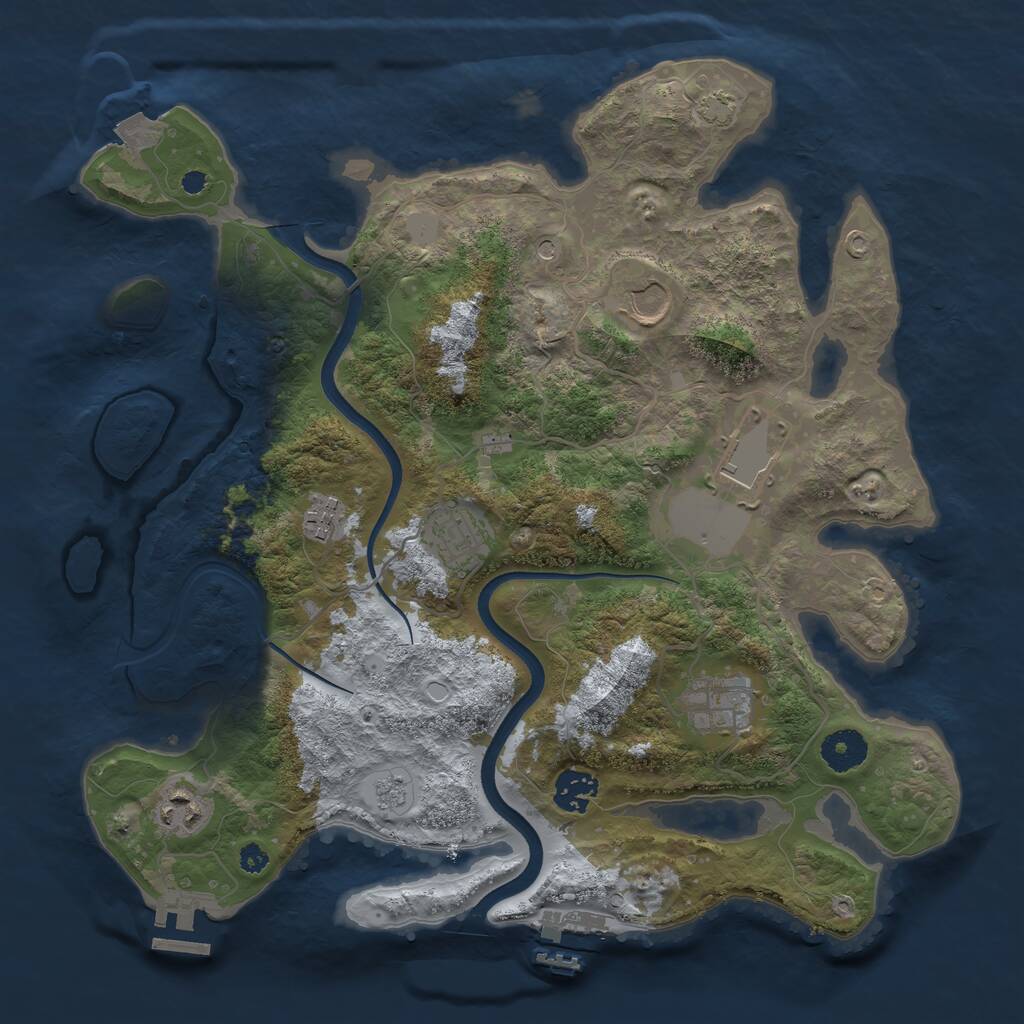 Rust Map: Procedural Map, Size: 3550, Seed: 230250, 13 Monuments