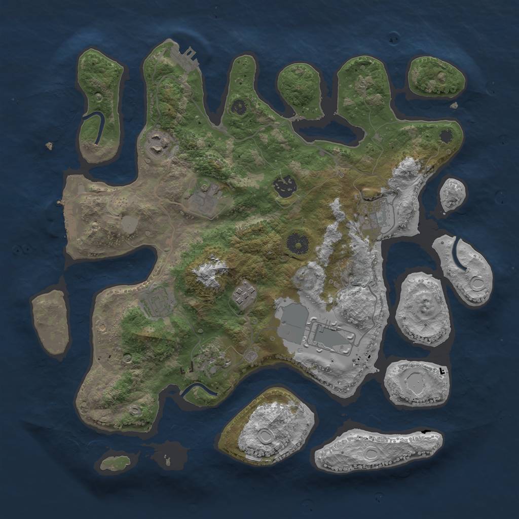 Rust Map: Procedural Map, Size: 3550, Seed: 269610, 15 Monuments