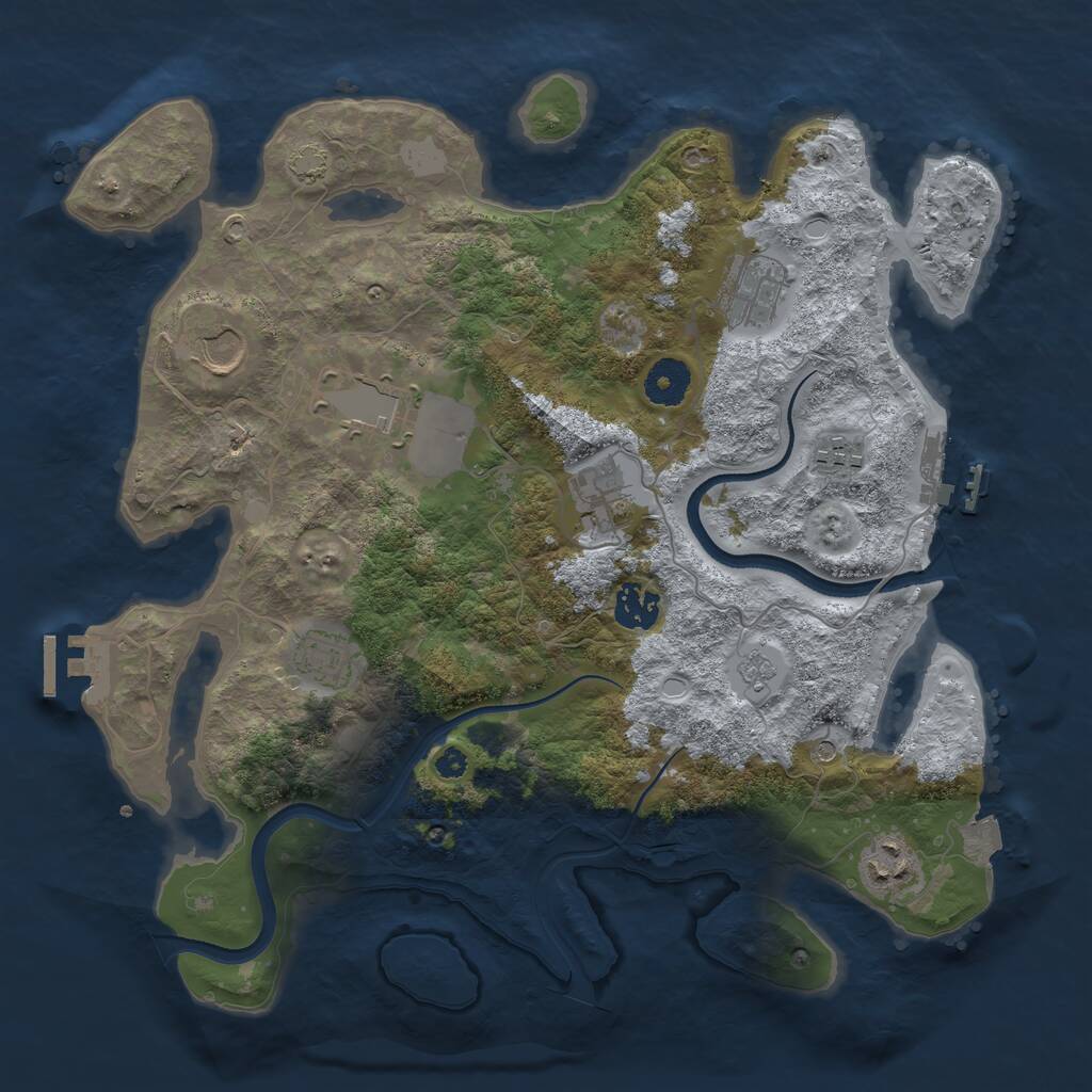 Rust Map: Procedural Map, Size: 3550, Seed: 397319, 14 Monuments