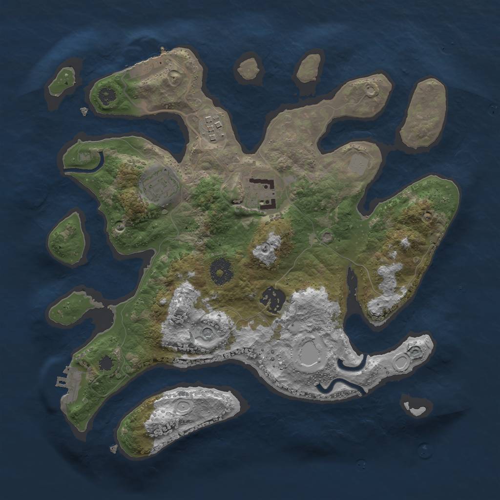 Rust Map: Procedural Map, Size: 3000, Seed: 970553, 12 Monuments