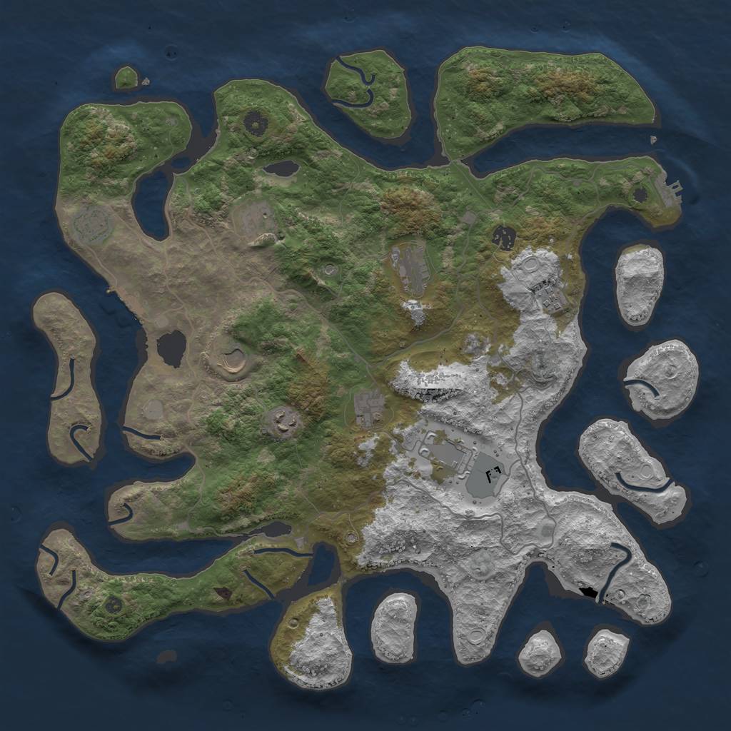 Rust Map: Procedural Map, Size: 4500, Seed: 4776, 17 Monuments