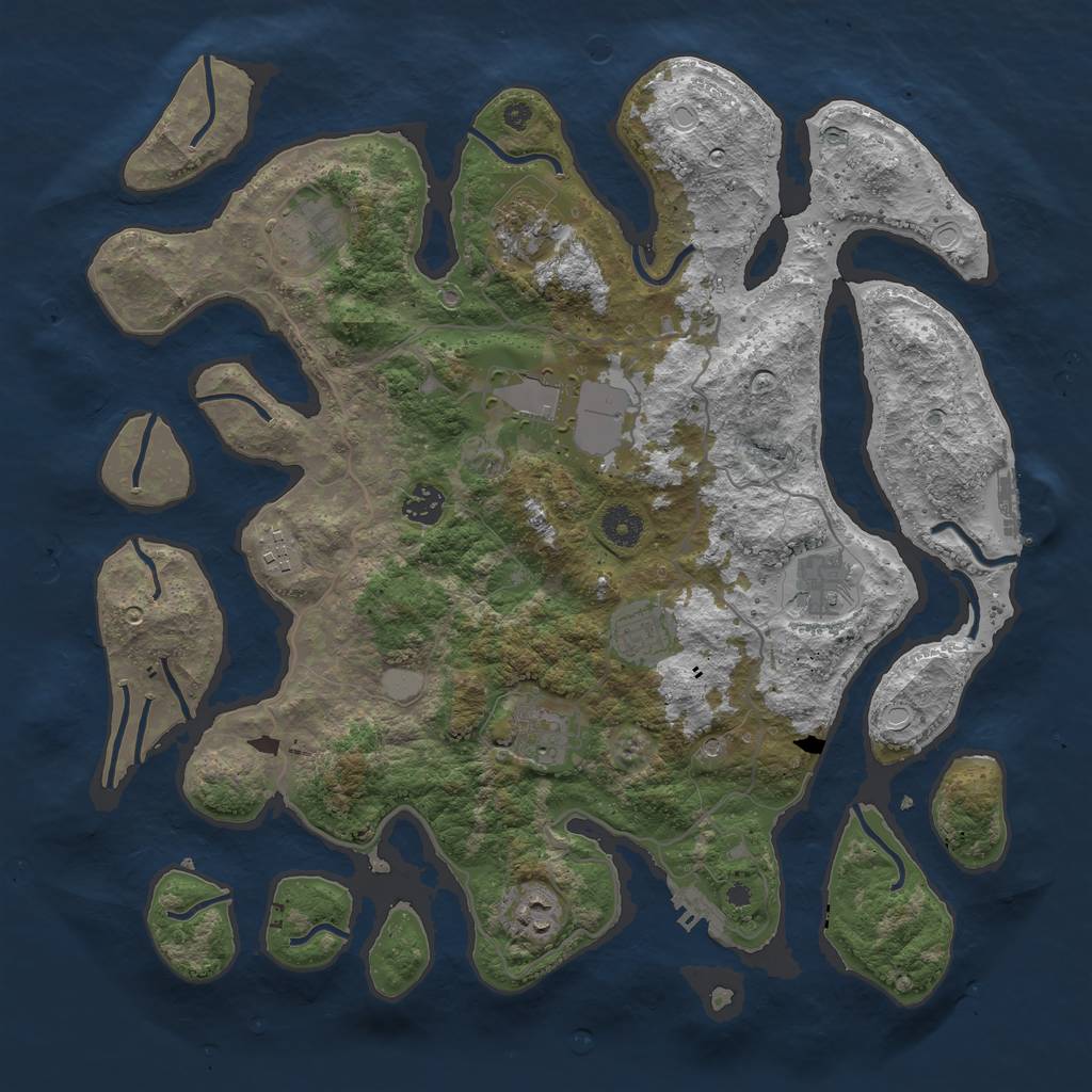 Rust Map: Procedural Map, Size: 4000, Seed: 490371, 17 Monuments