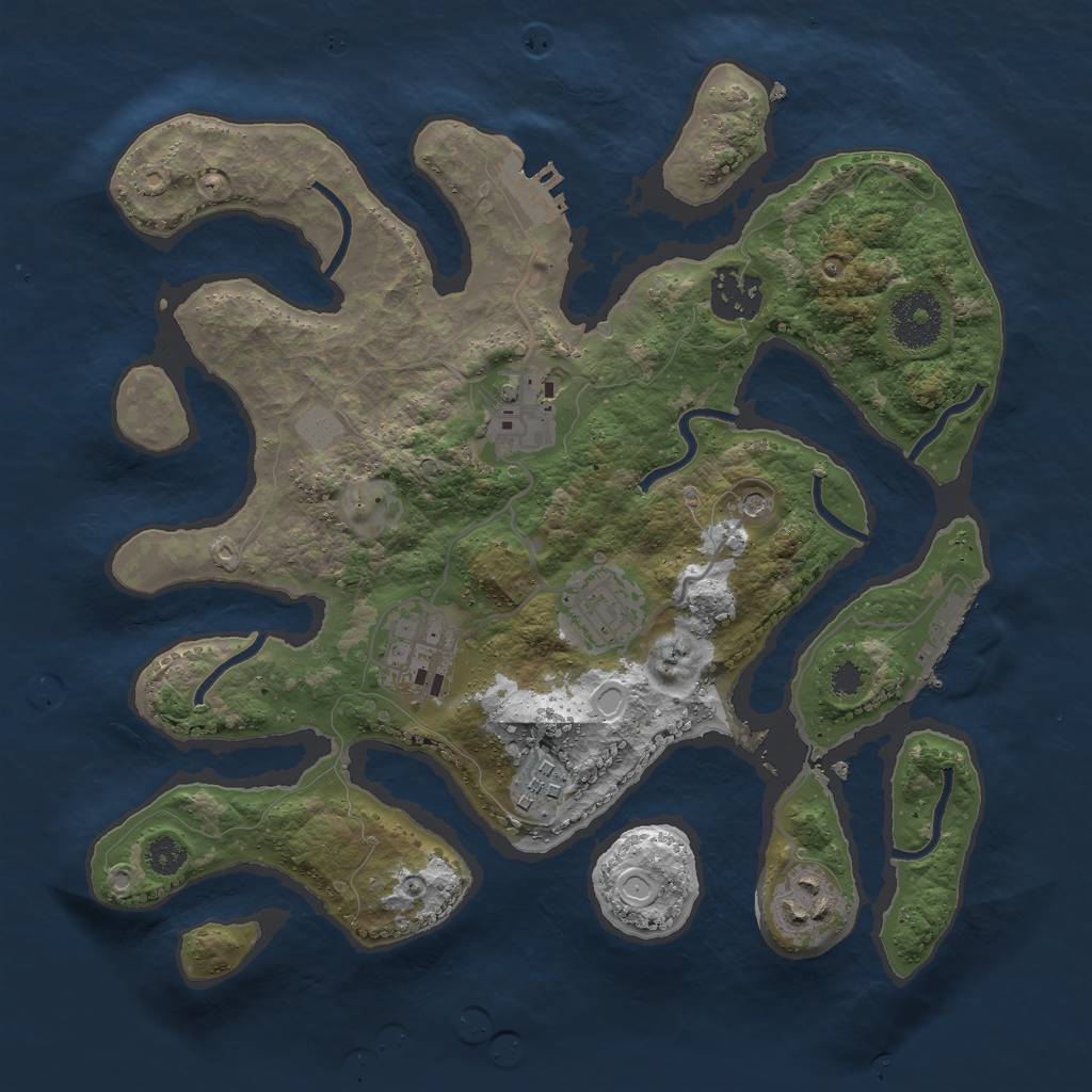 Rust Map: Procedural Map, Size: 3000, Seed: 998745, 14 Monuments