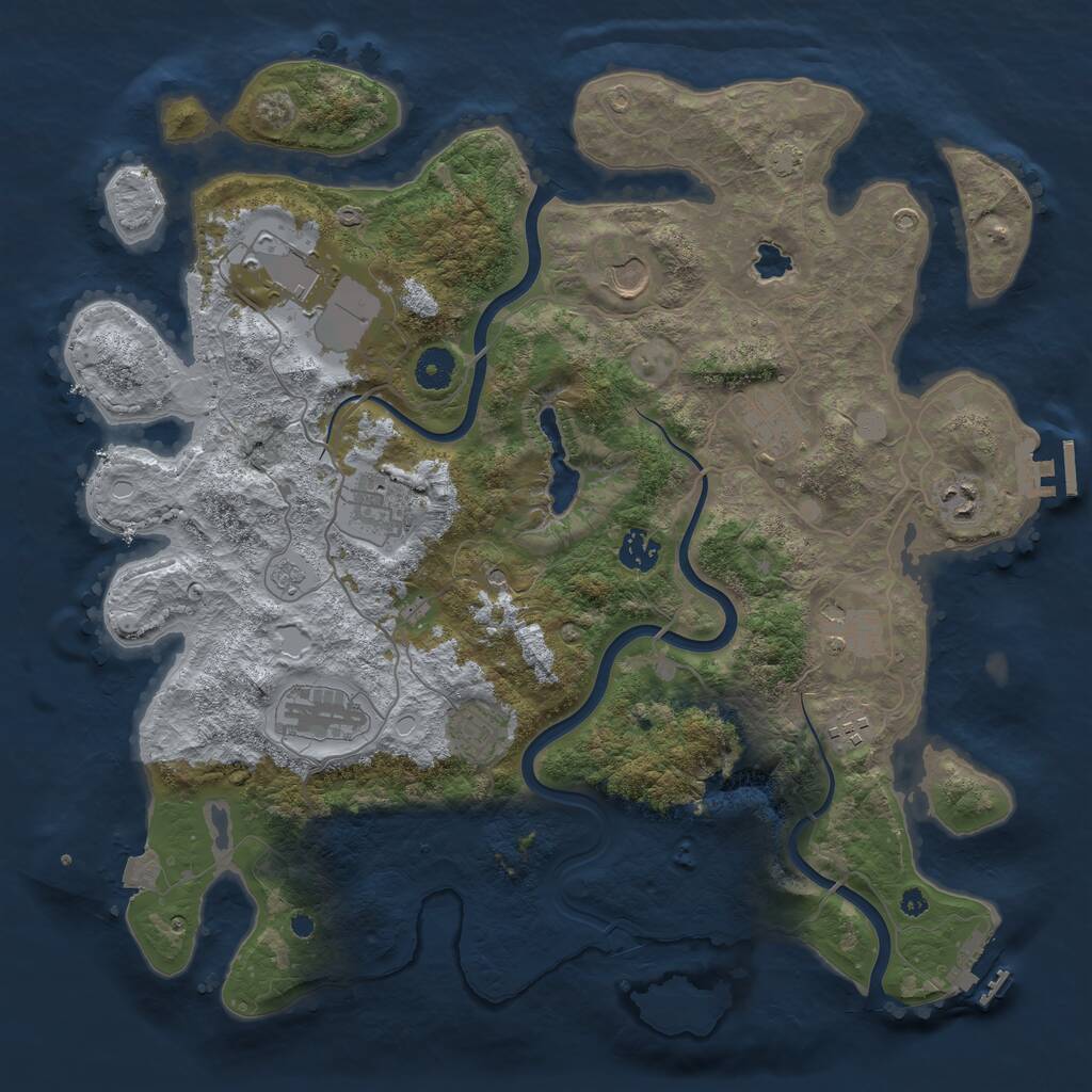 Rust Map: Procedural Map, Size: 4000, Seed: 1745, 16 Monuments