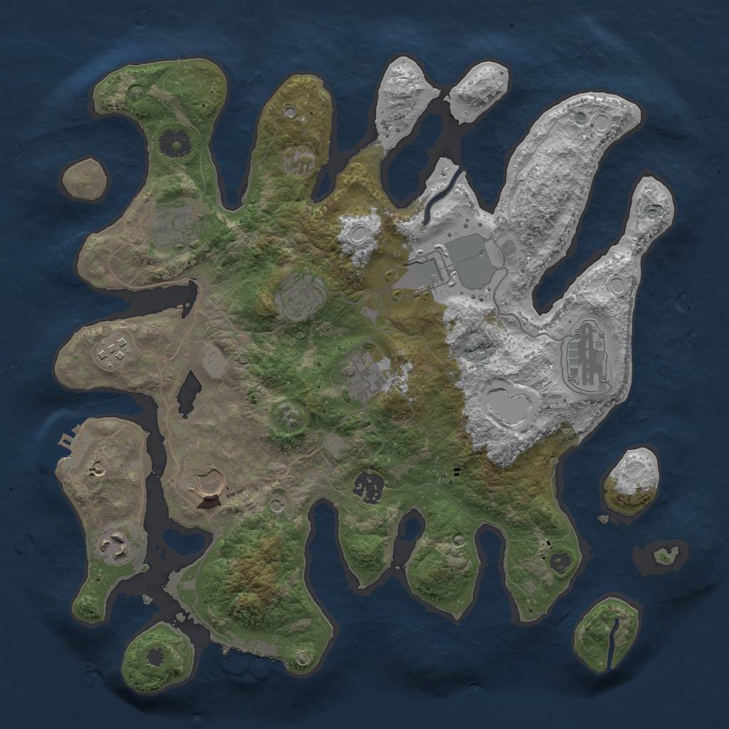 Rust Map: Procedural Map, Size: 3550, Seed: 555323, 17 Monuments