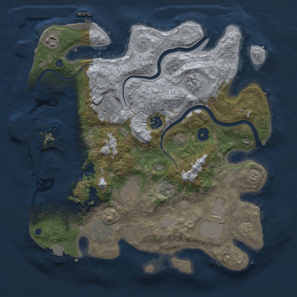 Rust Map: Procedural Map, Size: 3550, Seed: 115378, 14 Monuments