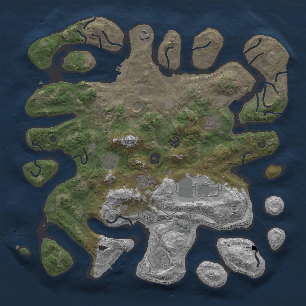 Rust Map: Procedural Map, Size: 4050, Seed: 1426496710, 17 Monuments