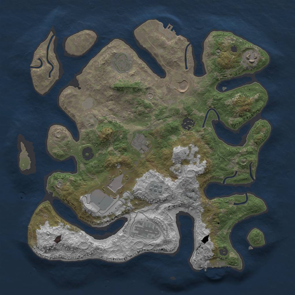 Rust Map: Procedural Map, Size: 3550, Seed: 355344, 16 Monuments