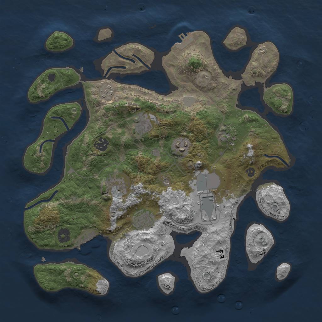 Rust Map: Procedural Map, Size: 3550, Seed: 357613, 16 Monuments