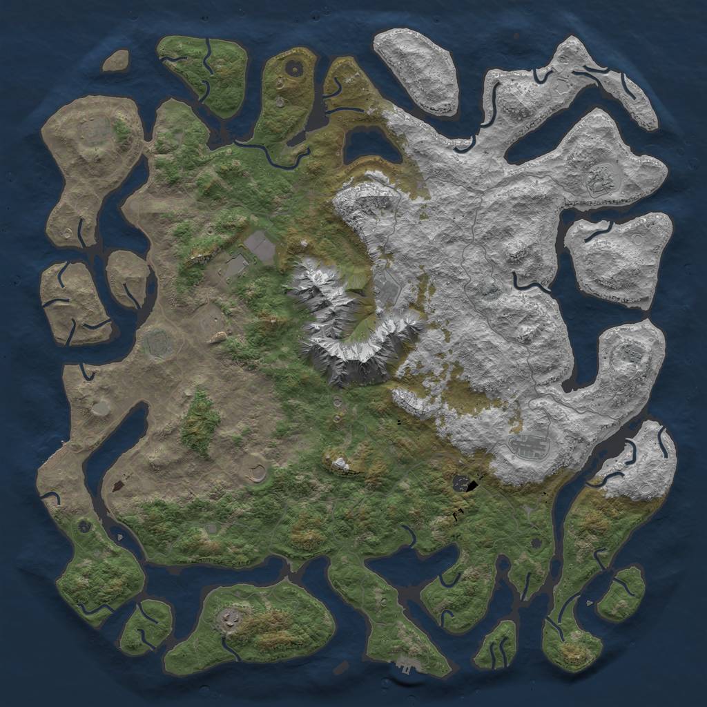 Rust Map: Procedural Map, Size: 6000, Seed: 76107170, 19 Monuments