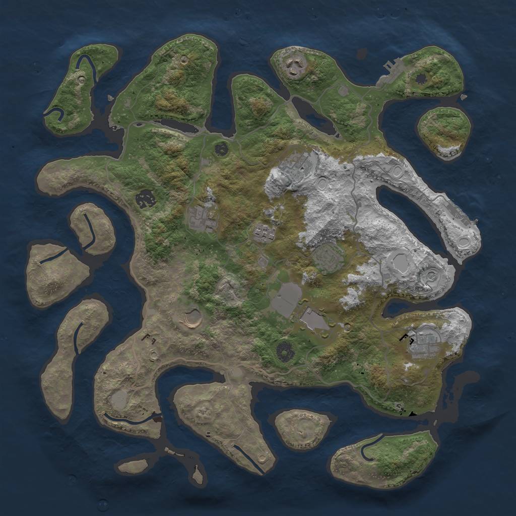 Rust Map: Procedural Map, Size: 4000, Seed: 352938, 17 Monuments