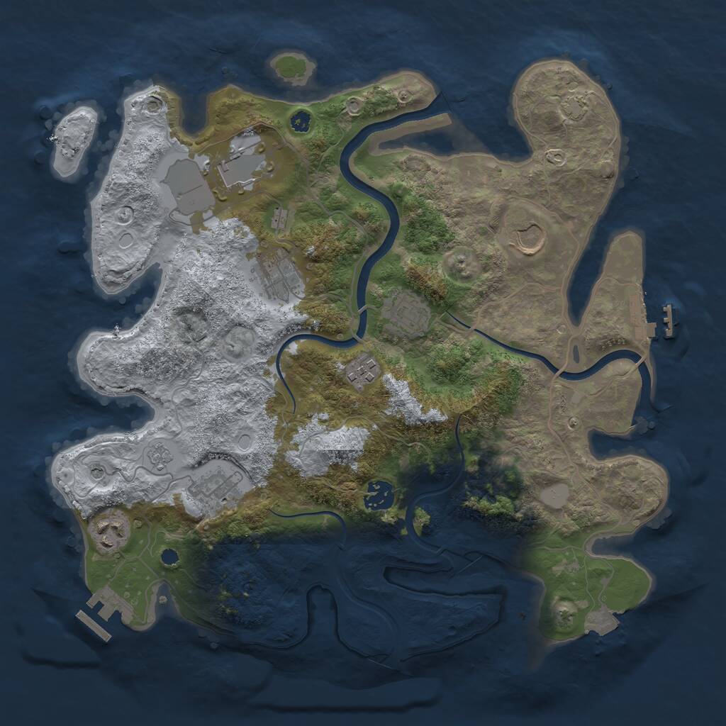 Rust Map: Procedural Map, Size: 3550, Seed: 571212, 14 Monuments