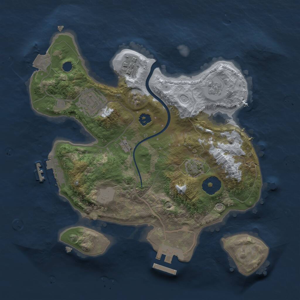 Rust Map: Procedural Map, Size: 2500, Seed: 1913372586, 7 Monuments