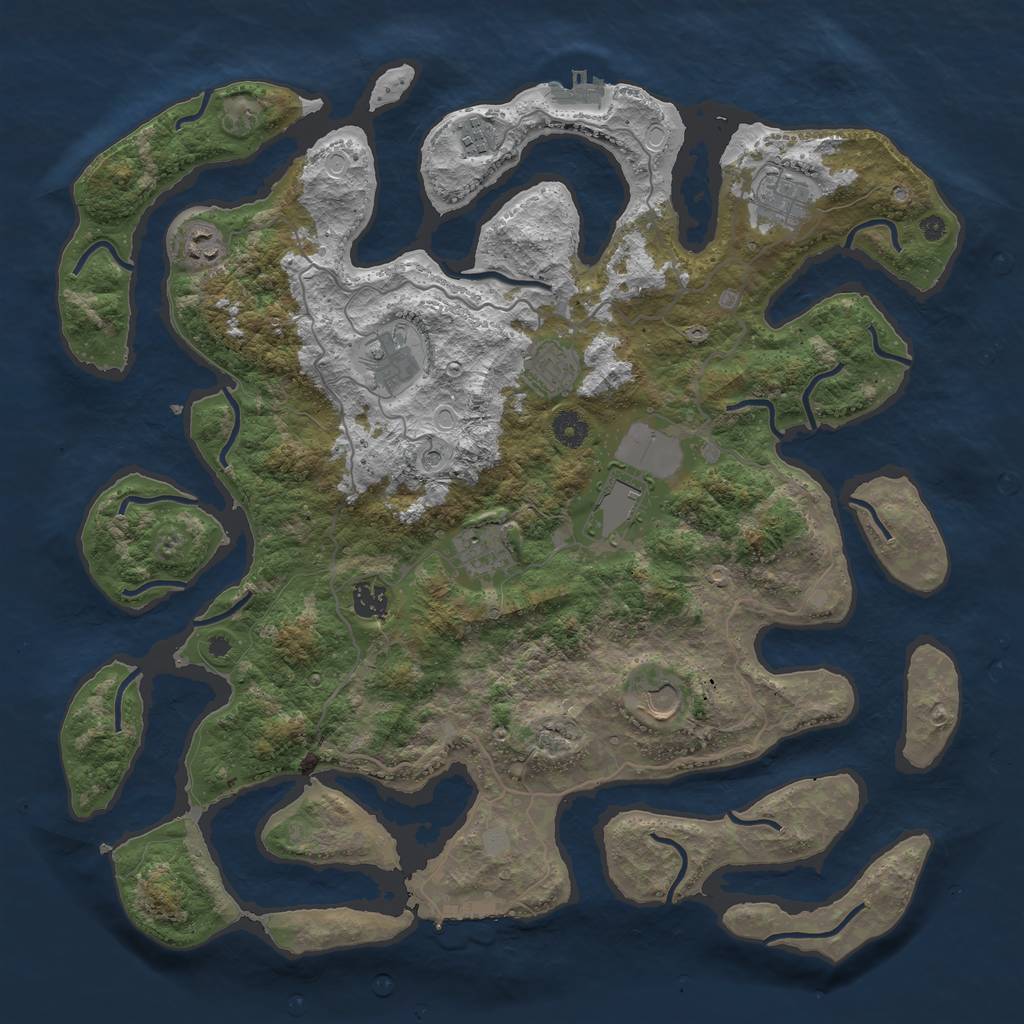 Rust Map: Procedural Map, Size: 4250, Seed: 135916030, 17 Monuments