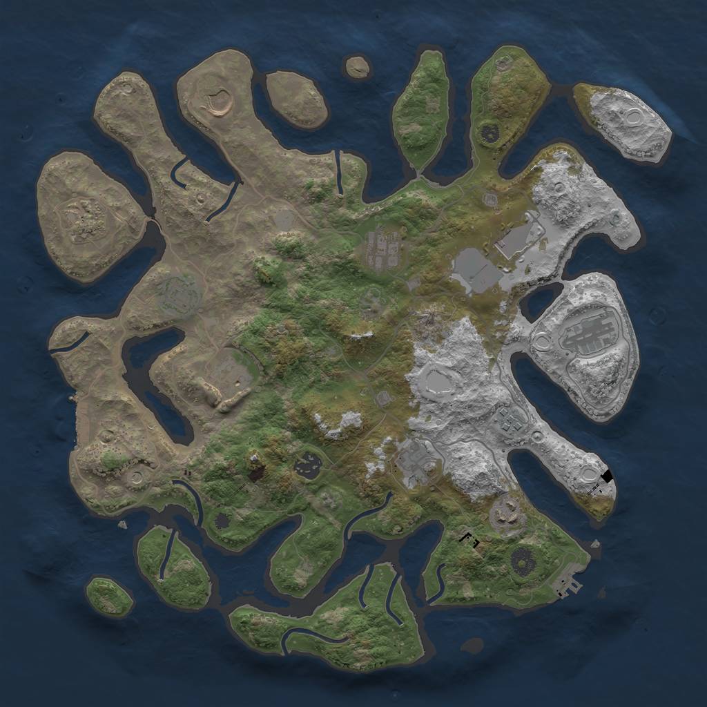 Rust Map: Procedural Map, Size: 3950, Seed: 661120274, 19 Monuments