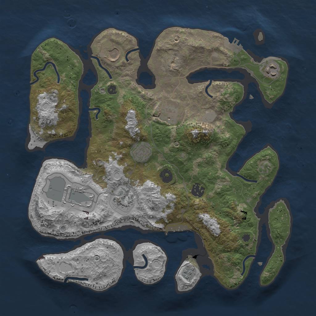 Rust Map: Procedural Map, Size: 3550, Seed: 899977, 15 Monuments