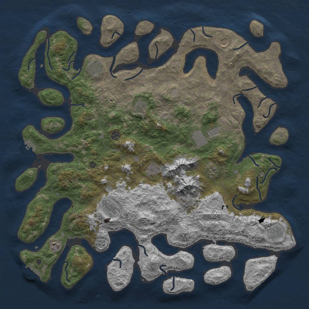 Rust Map: Procedural Map, Size: 5000, Seed: 116626107, 19 Monuments