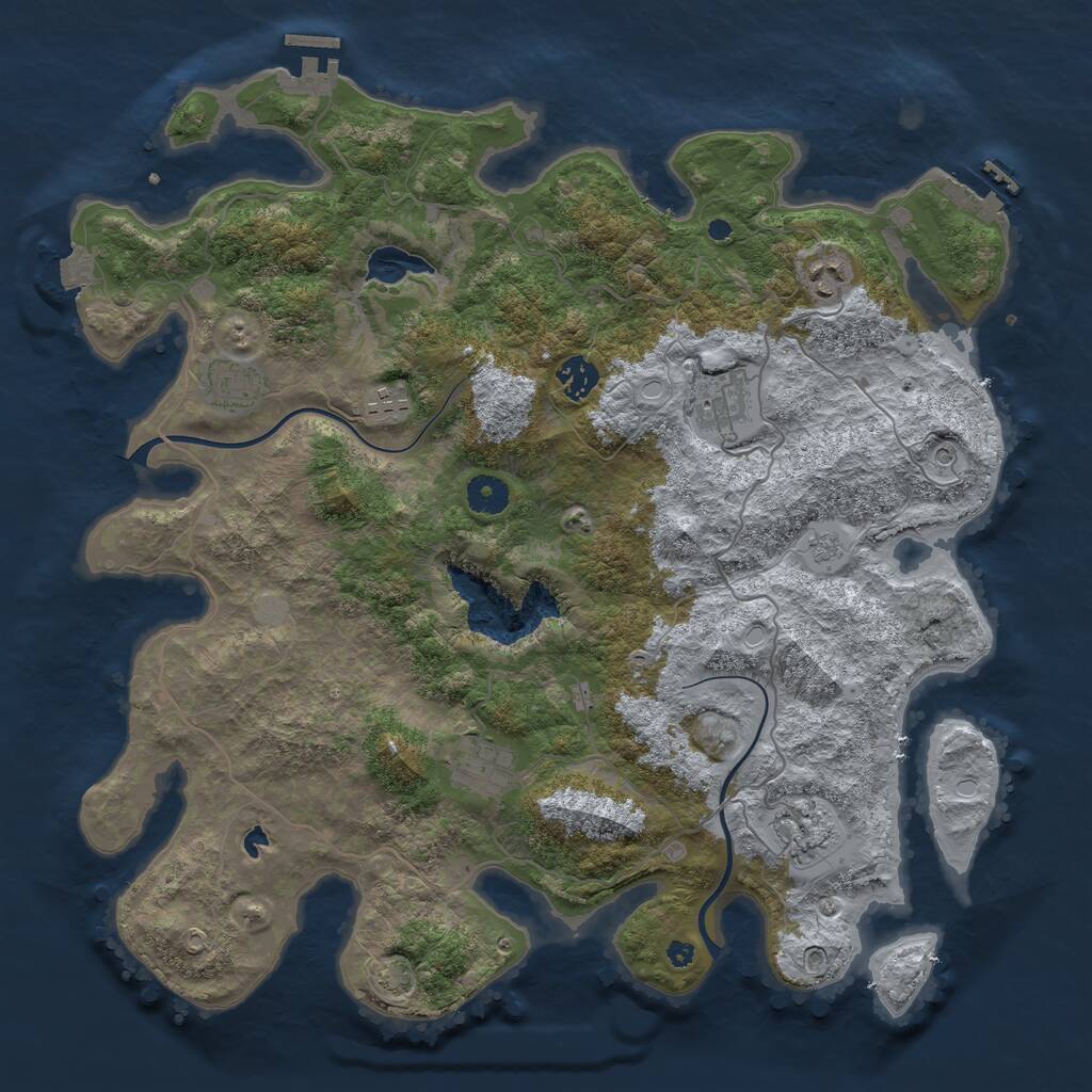 Rust Map: Procedural Map, Size: 4000, Seed: 335756, 13 Monuments