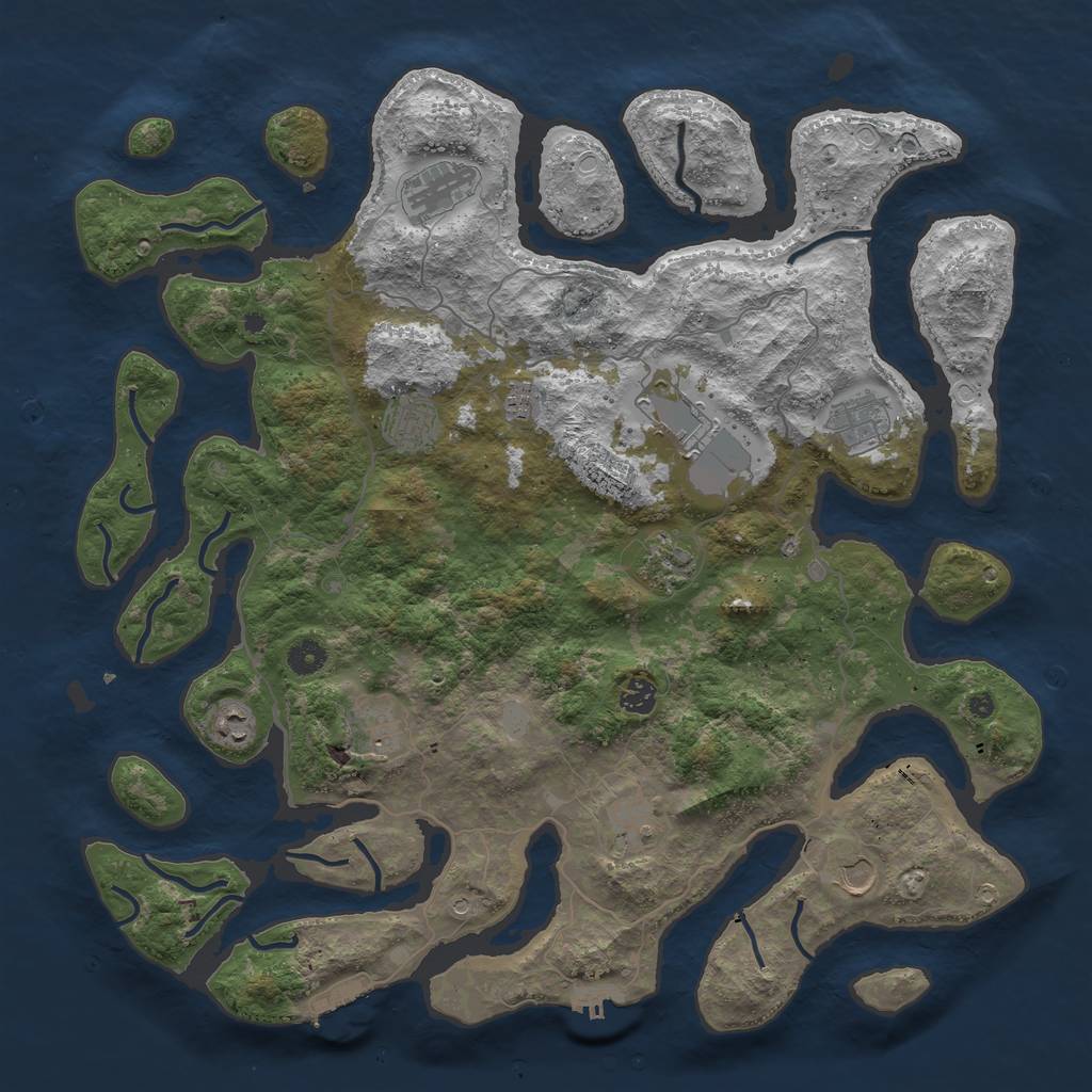 Rust Map: Procedural Map, Size: 4500, Seed: 442632516, 19 Monuments