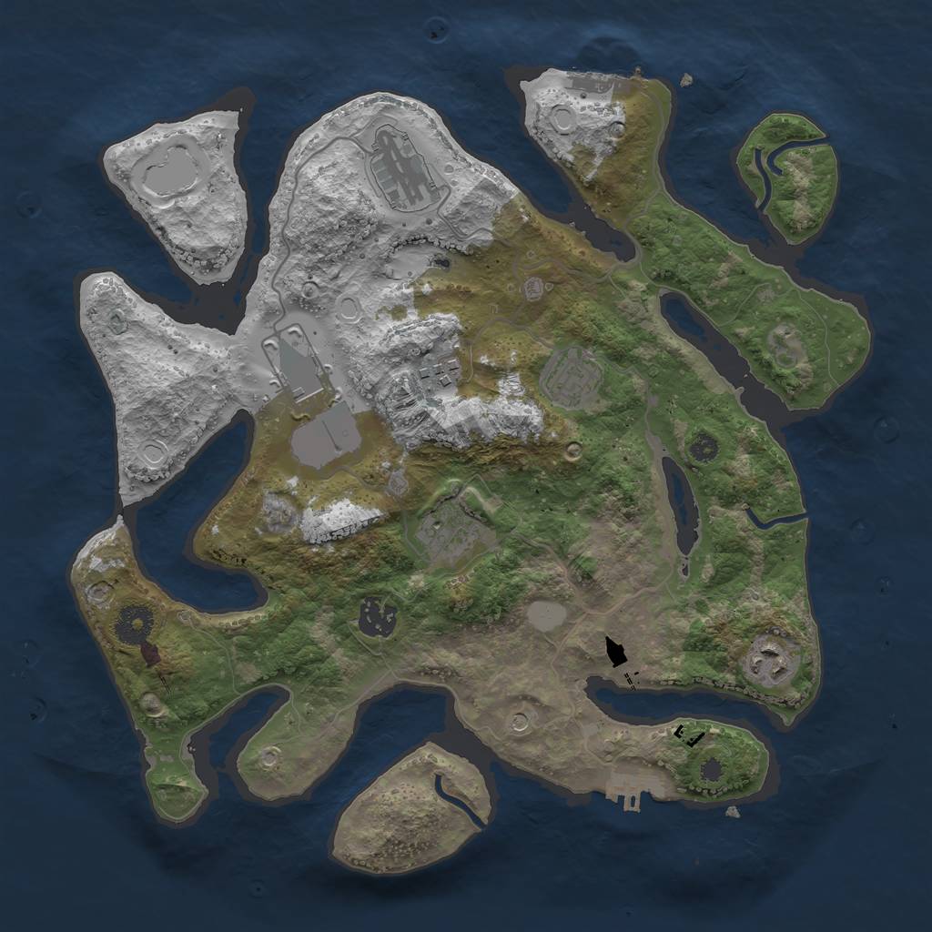 Rust Map: Procedural Map, Size: 3500, Seed: 381283764, 15 Monuments