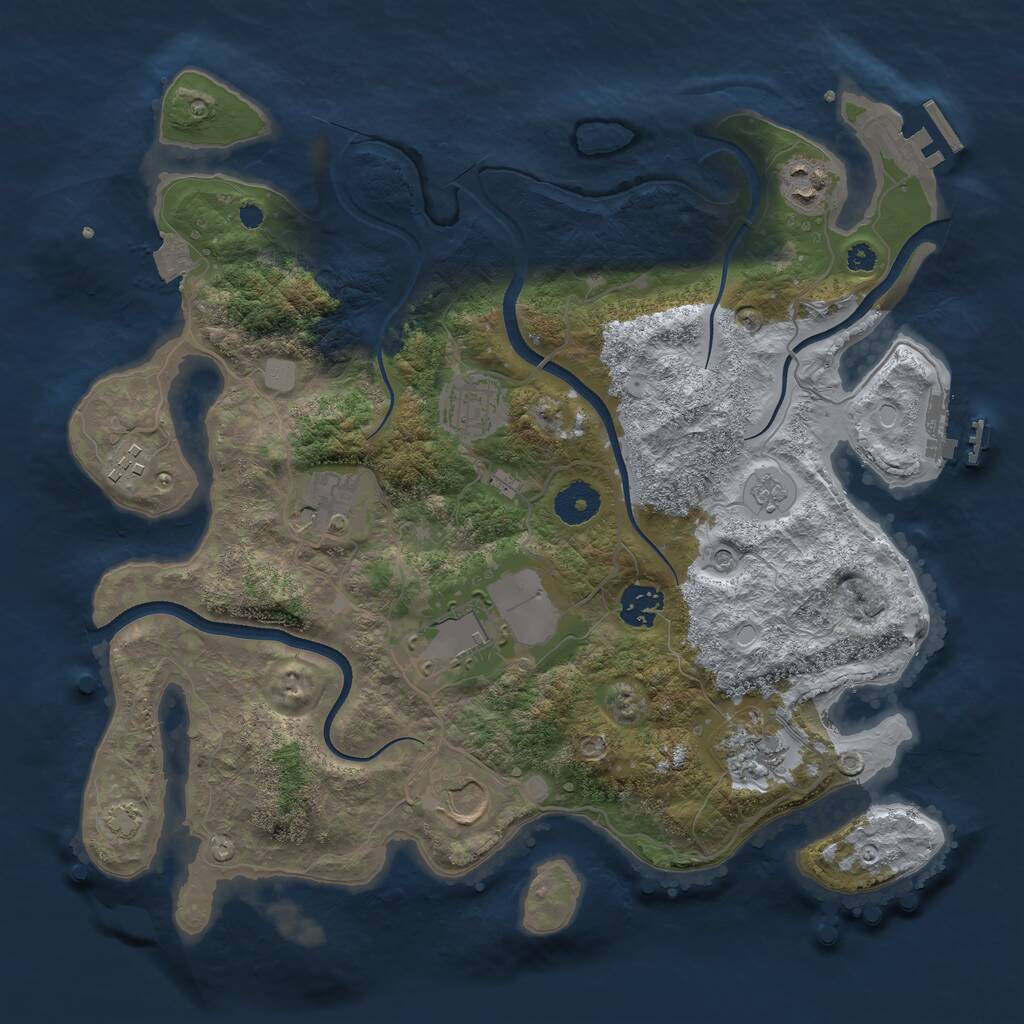 Rust Map: Procedural Map, Size: 3550, Seed: 834820, 14 Monuments