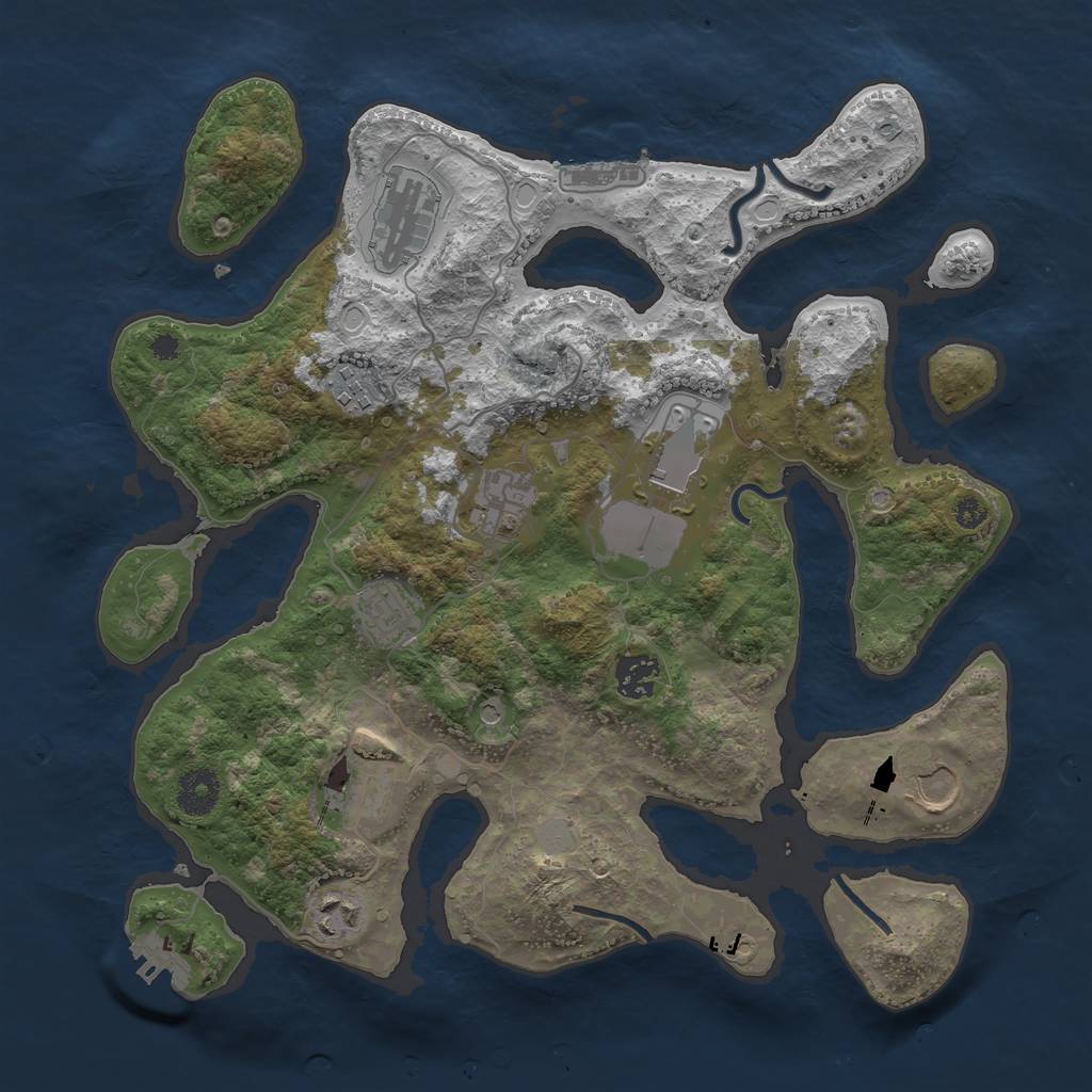 Rust Map: Procedural Map, Size: 3550, Seed: 570418, 17 Monuments