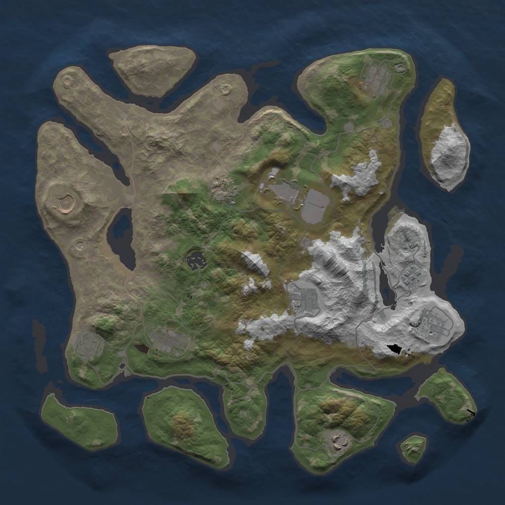 Rust Map: Barren, Size: 4000, Seed: 930391097, 14 Monuments