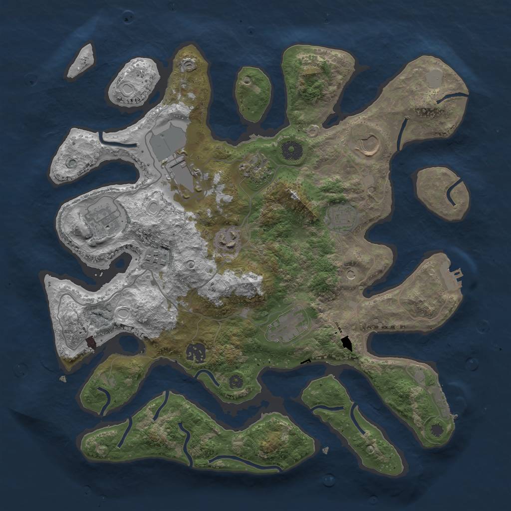 Rust Map: Procedural Map, Size: 3700, Seed: 1855886799, 17 Monuments