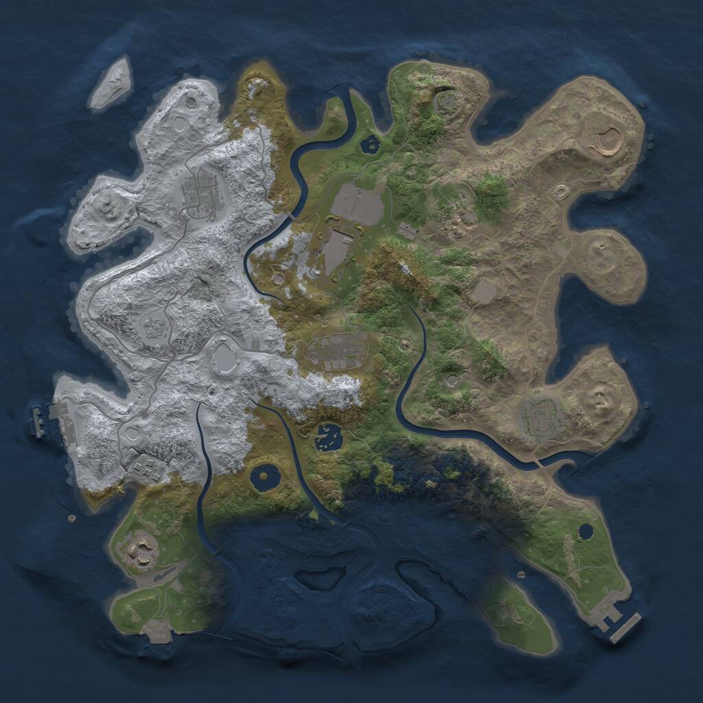 Rust Map: Procedural Map, Size: 3700, Seed: 1855886799, 15 Monuments