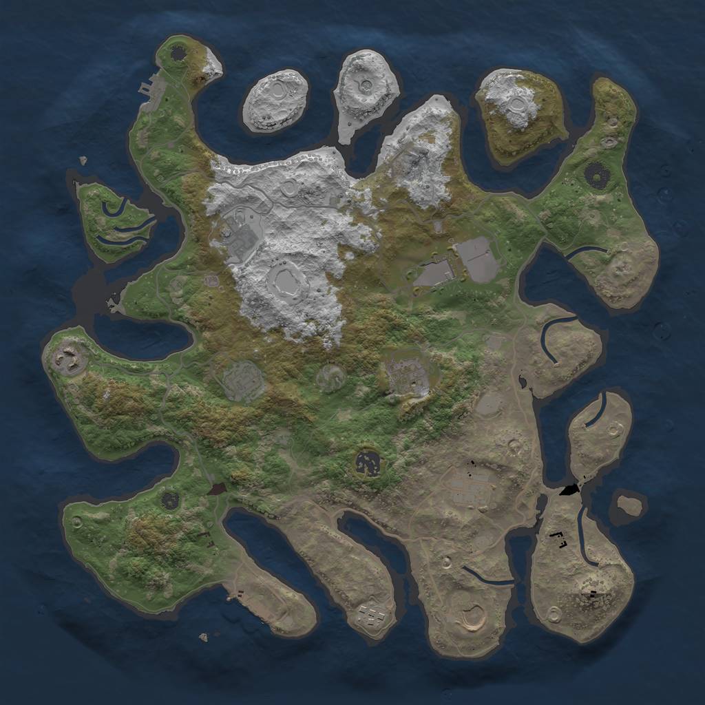 Rust Map: Procedural Map, Size: 4050, Seed: 3088262, 17 Monuments