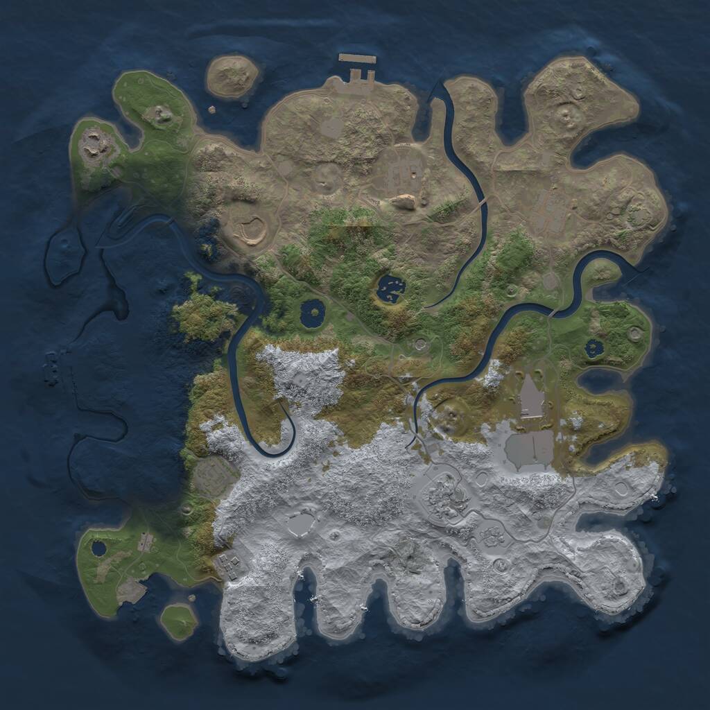 Rust Map: Procedural Map, Size: 3850, Seed: 800868995, 15 Monuments