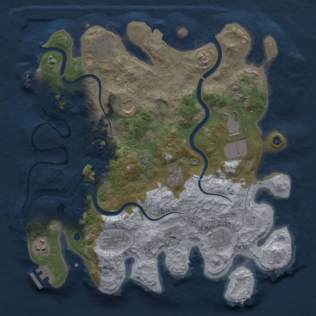 Rust Map: Procedural Map, Size: 3550, Seed: 993713, 15 Monuments