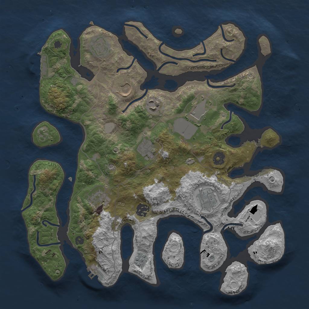 Rust Map: Procedural Map, Size: 3550, Seed: 993713, 17 Monuments