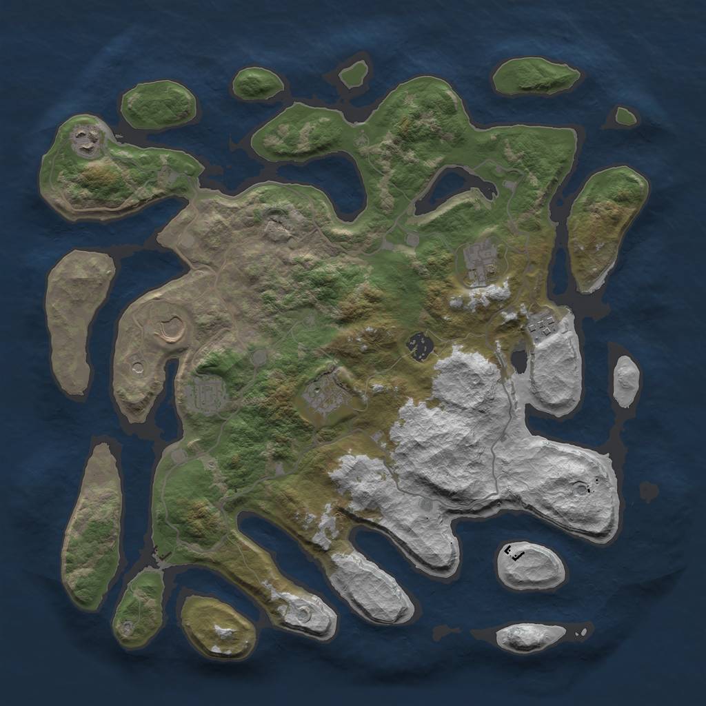 Rust Map: Barren, Size: 4000, Seed: 770, 10 Monuments