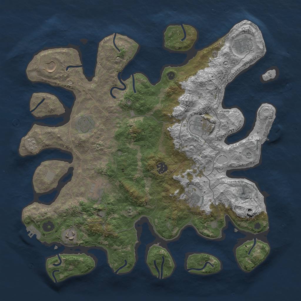 Rust Map: Procedural Map, Size: 4000, Seed: 16224090, 17 Monuments