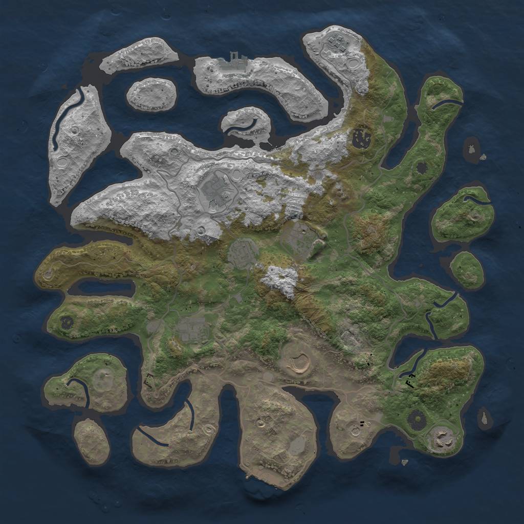 Rust Map: Procedural Map, Size: 4000, Seed: 325374, 16 Monuments