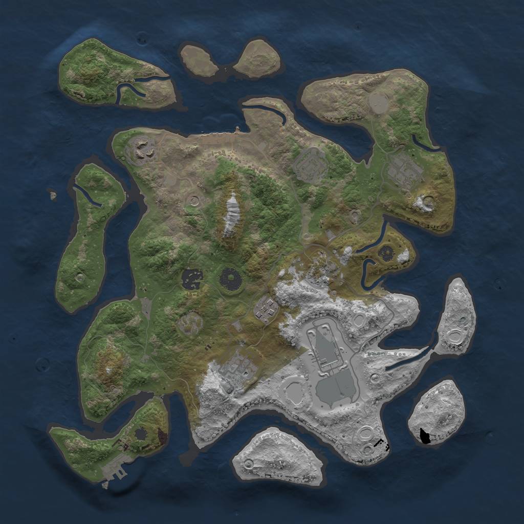 Rust Map: Procedural Map, Size: 3550, Seed: 905219, 16 Monuments