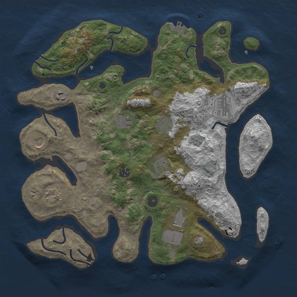 Rust Map: Procedural Map, Size: 4000, Seed: 845316, 17 Monuments