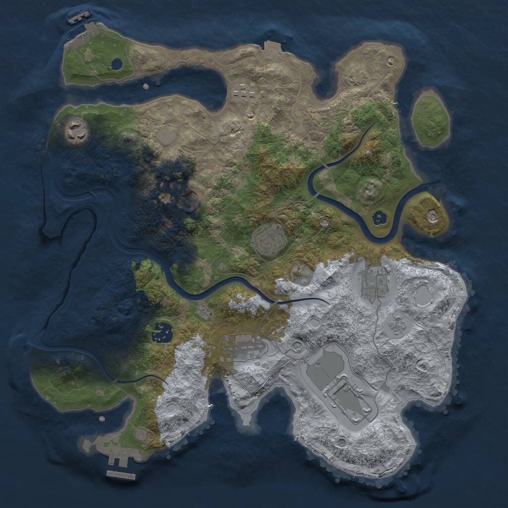 Rust Map: Procedural Map, Size: 3550, Seed: 852325, 14 Monuments