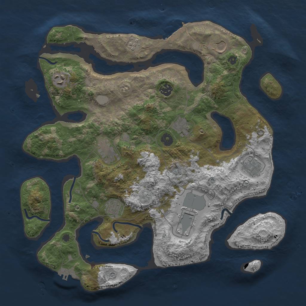 Rust Map: Procedural Map, Size: 3750, Seed: 162544201, 17 Monuments