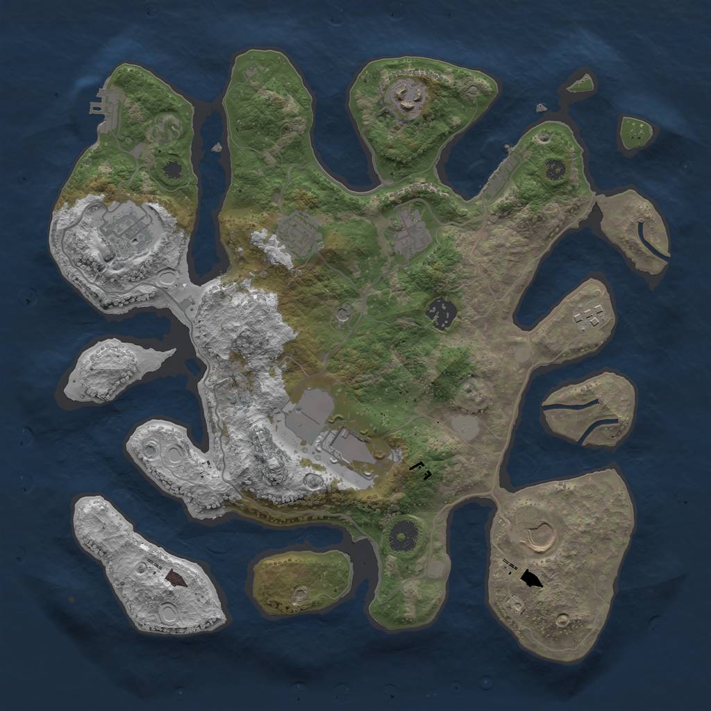 Rust Map: Procedural Map, Size: 3550, Seed: 450053, 16 Monuments