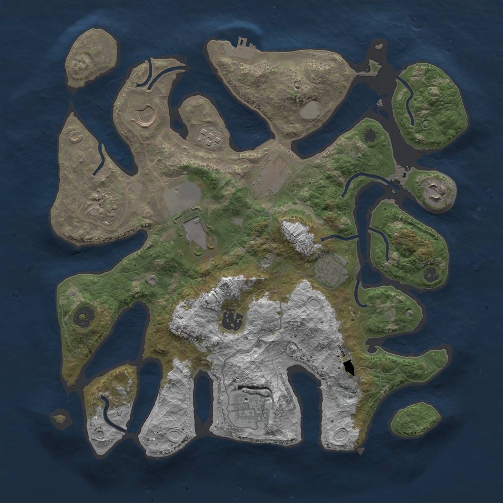 Rust Map: Procedural Map, Size: 3550, Seed: 872724, 16 Monuments