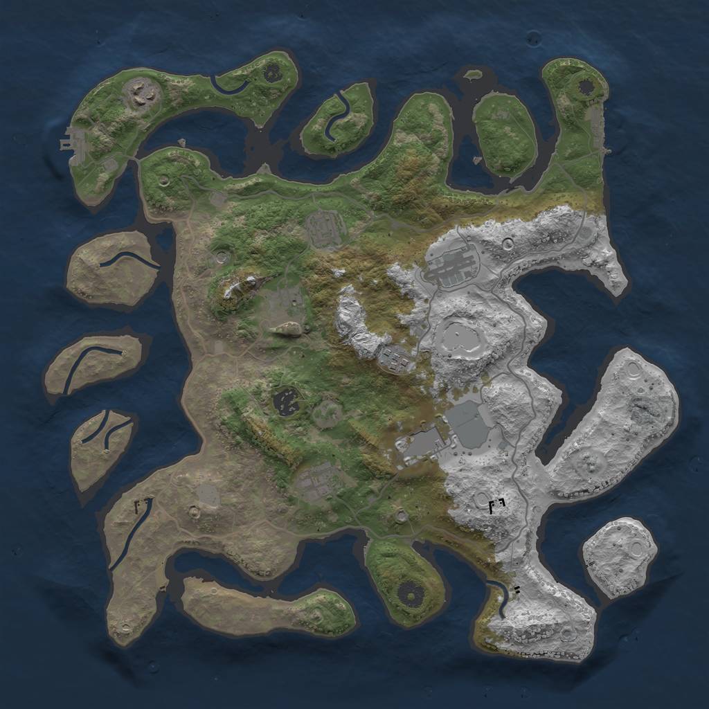 Rust Map: Procedural Map, Size: 4000, Seed: 201189, 16 Monuments