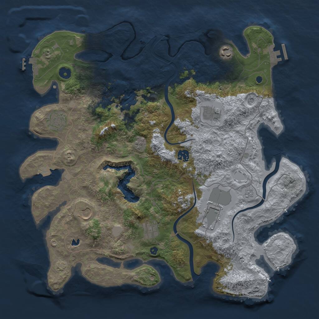 Rust Map: Procedural Map, Size: 4000, Seed: 201189, 14 Monuments