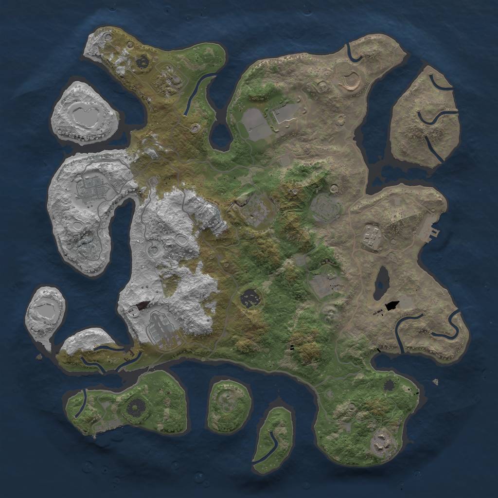 Rust Map: Procedural Map, Size: 4050, Seed: 1470141422, 19 Monuments
