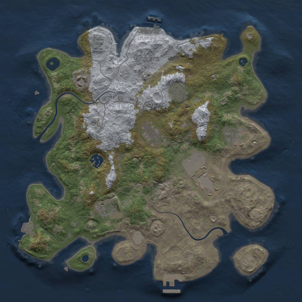 Rust Map: Procedural Map, Size: 3500, Seed: 2007607320, 14 Monuments